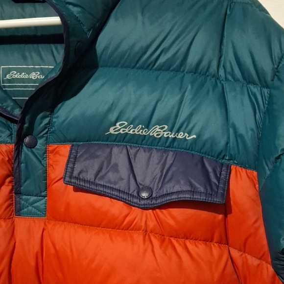 Eddie Bauer 650 Green and Orange Puffer Jacket Lightweight Insulated - Picture 3 of 7